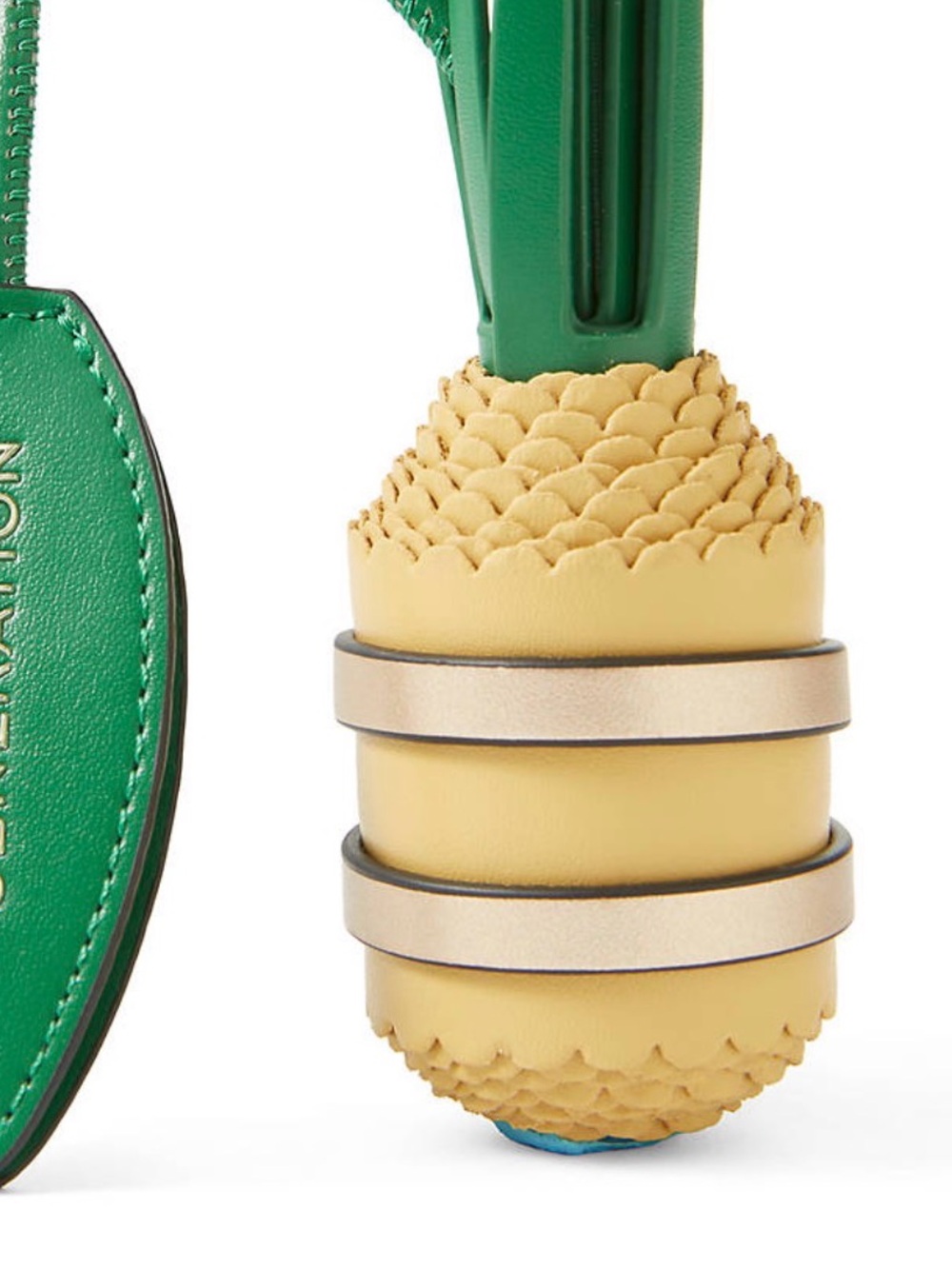 NWT BCBGeneration 3D Pineapple Bag Charm Yellow Green Faux Leather Keychain Gold - Picture 2 of 8